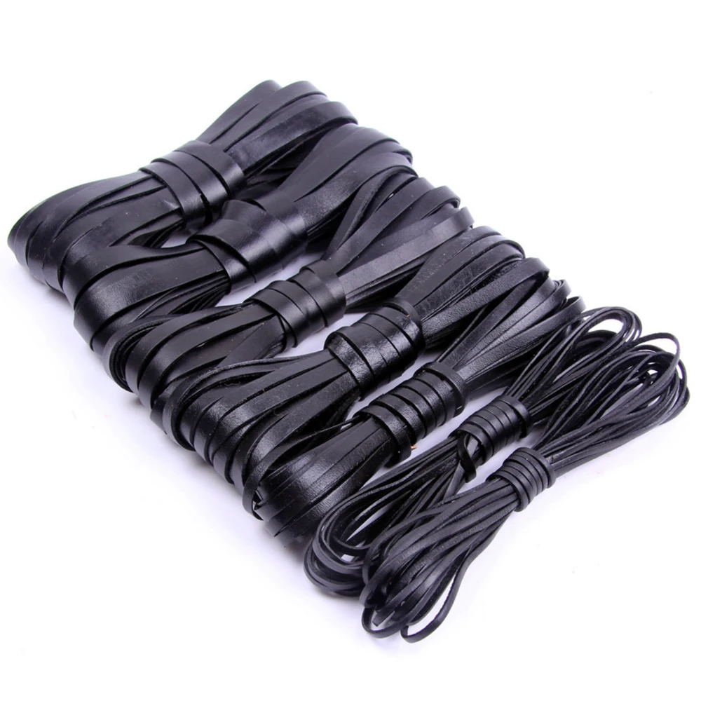 2 Meters 2-10mm Flat Genuine Leather Braid Jewelry Cord String Lace Rope DIY Necklace Bracelet Finding For Braided  Products