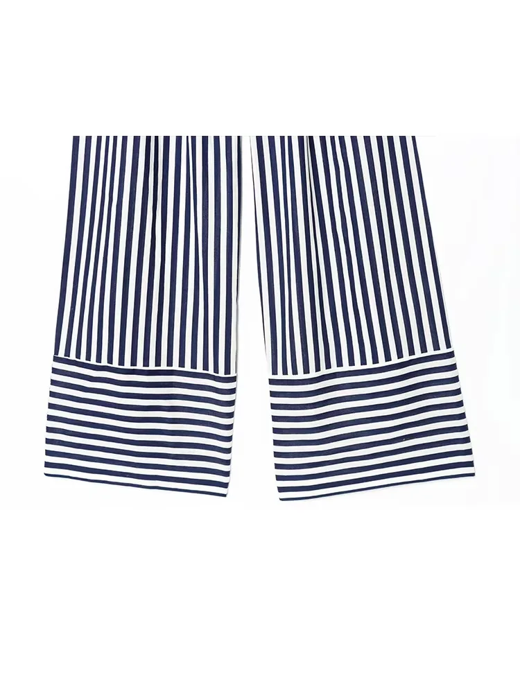 HH женский новый полосатый комбинезон без рукавов с круглым вырезом и поясом, летний женский комбинезон с карманами и полой молнией сзади, широкий комбинезон