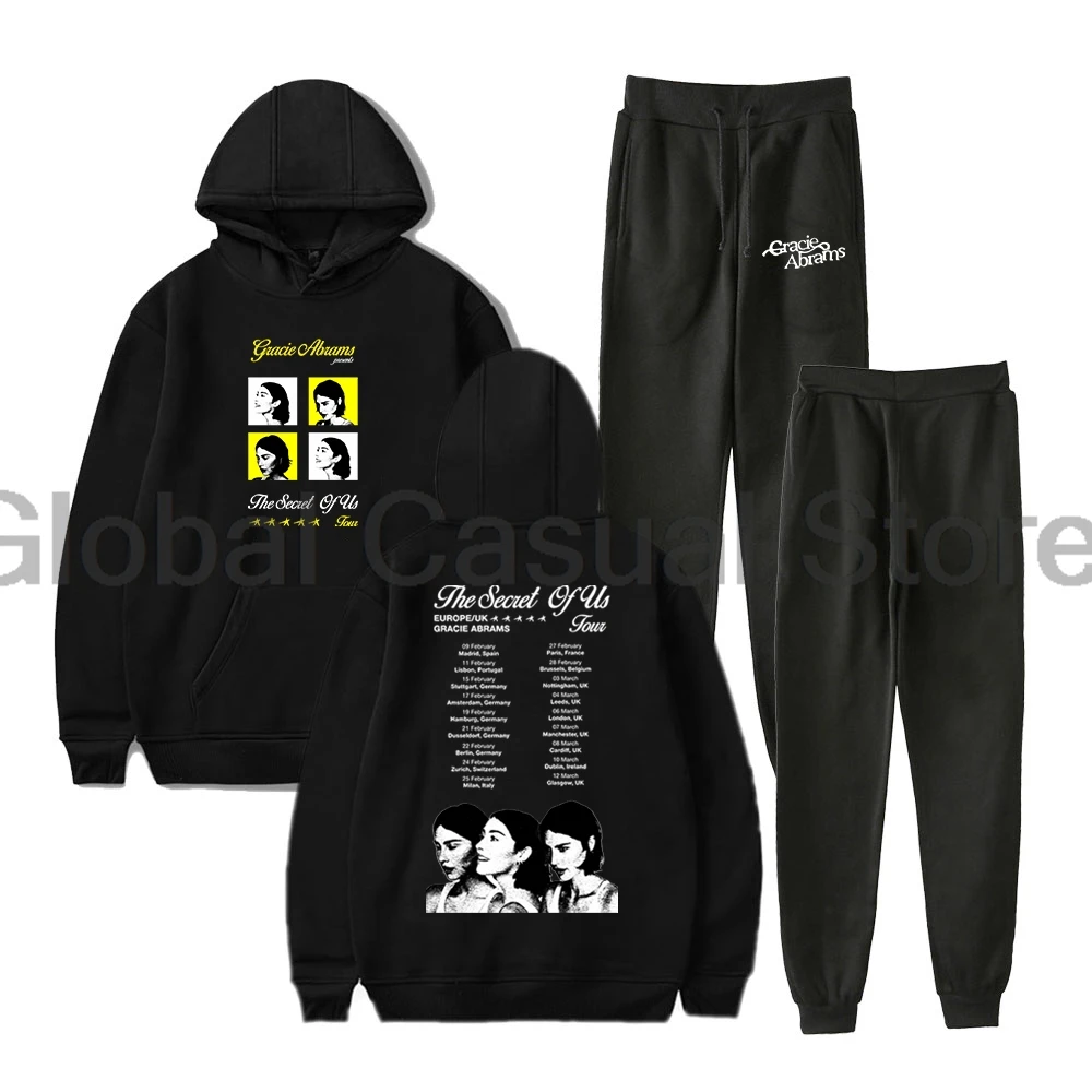 Gracie Abrams The Secret of Us Tour UK 2025 Hoodies Jogger Pants Two Piece Set Sweatshirt+Sweatpants Women Men's Set