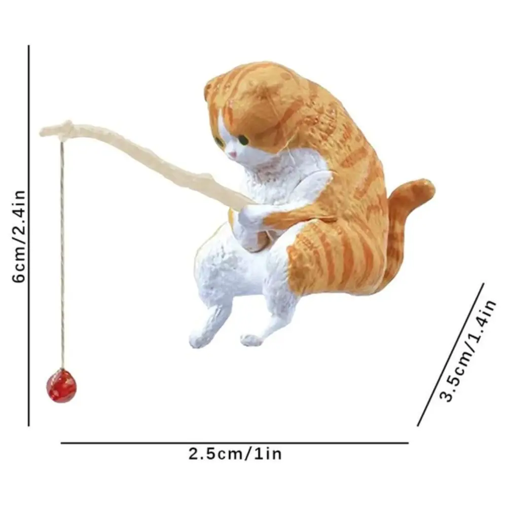 Hanging Decoration Micro-landscape Bonsai Plant Pot Miniature Figurines Kitten Fishing Ornament Cat Statue Fish Tank Ornaments