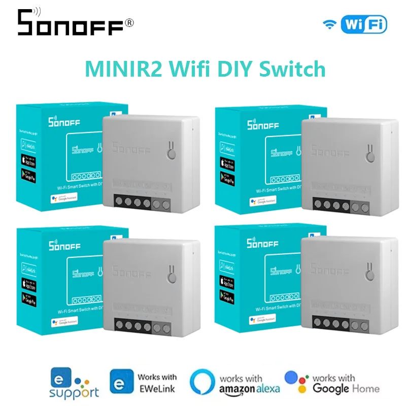 

Sonoff Mini R2 Dual-Control Умный дом Wi-Fi двусторонний переключатель, DIY переключатель беспроводной пульт дистанционного управления работает с Alexa Google Home