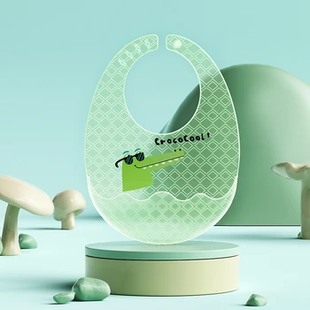 어린이 보안 만화 동물 프린트 아기 턱받이, 방수 소프트 실리콘 턱받이, 어린이 점심 신생아 급식 물건 턱받이 스카프, 소년 소녀 