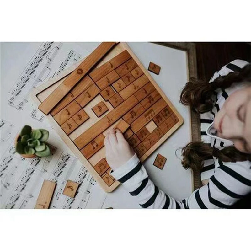 Wooden Music Puzzle Toys for Children, Notas Musicais, Notas De Madeira, Tiras De Partitura, Brinquedos Educativos, Presentes