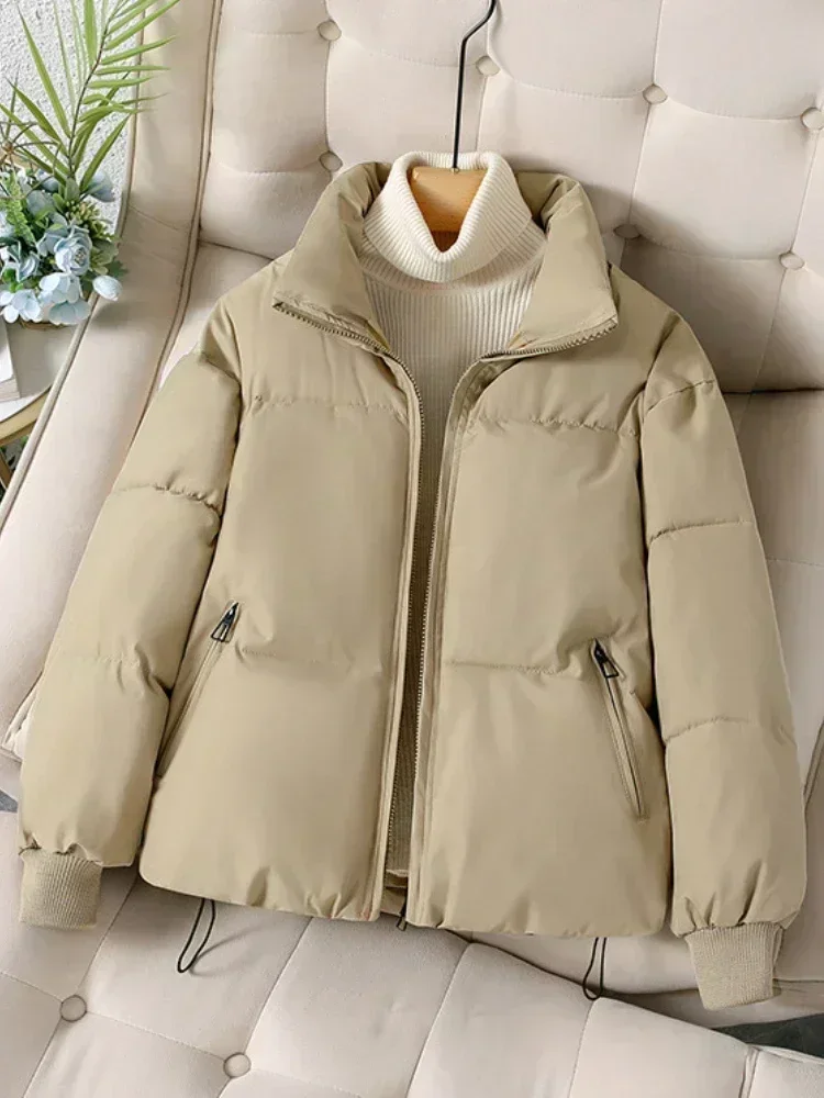 Women\'s Winter Jacket Fashion Leisure Time Solid Color Stand Collar Coats Elegant Commuting Parkas Women\'s Clothing Outerwears