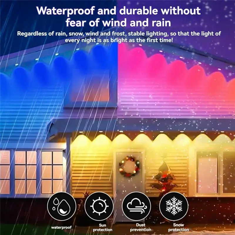 B50B WIFI Controlled Eaves Lights, 24 Meters 48 Lights, Waterproof Decorative Light String, Works with Alexa for Google Home
