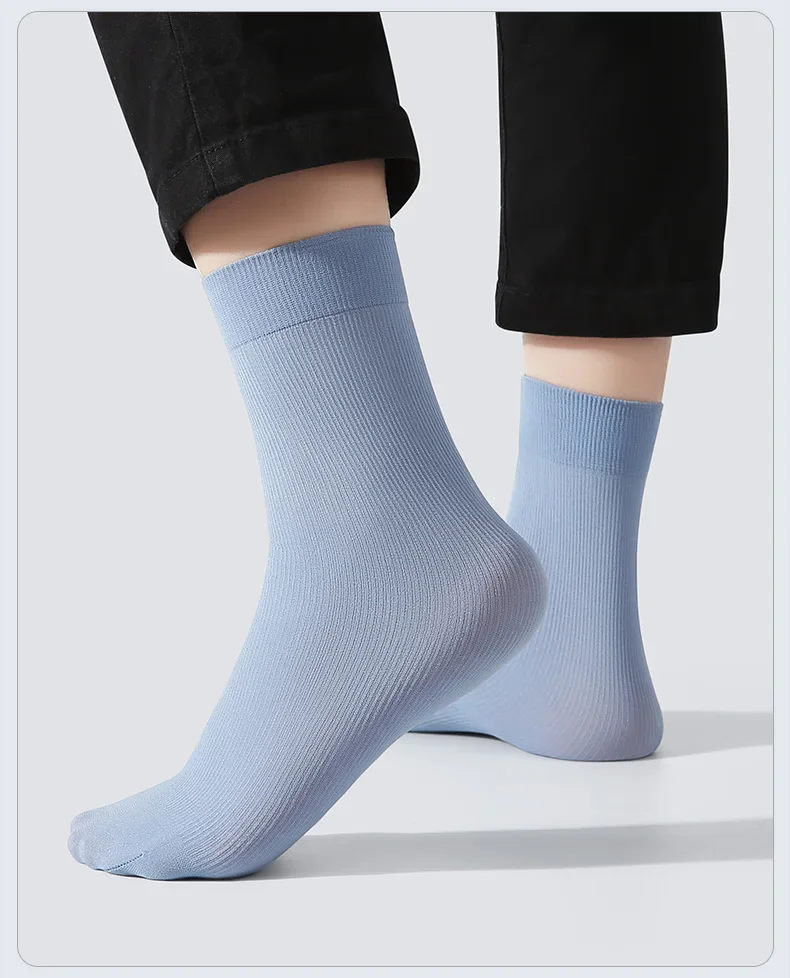 10/20 pares de calcetines de seda de hielo para hombre, calcetines ultrafinos de verano y primavera, calcetines de negocios sólidos, calcetines suaves transpirables hasta el tobillo, calcetines de fibra de bambú