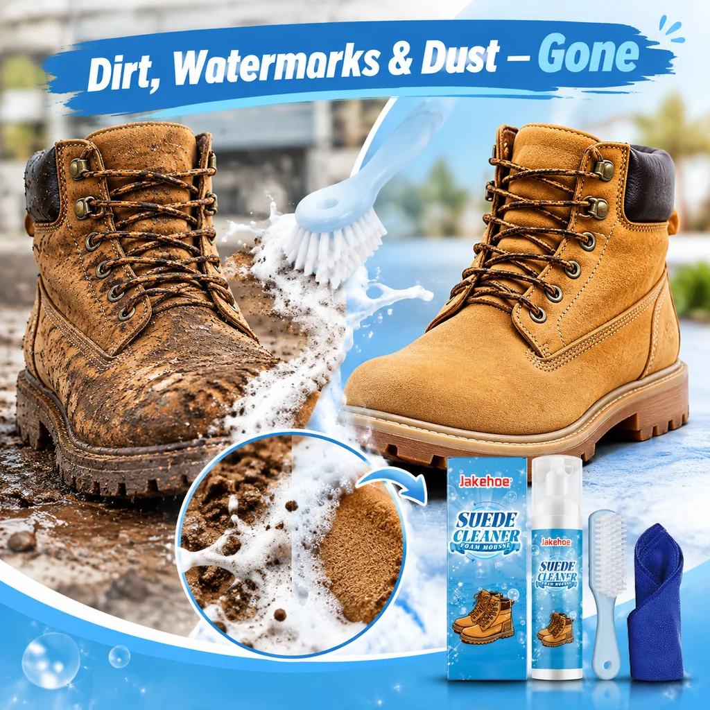 Suede Cleaner Kit Waterless Dry Foam with Brush Cloth Nubuck Canvas Leather Shoe Cleaning No Watermark Stain Remover 100ml