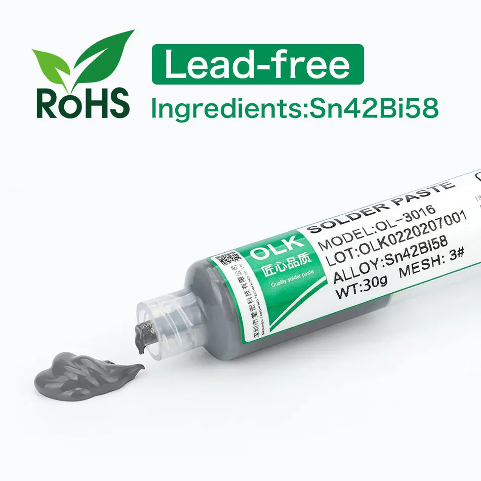 2024 New Type Low Temperature Lead-free Syringe No Clean Solder Paste Led Sn42Bi58 138℃ SMD Repair Welding Paste