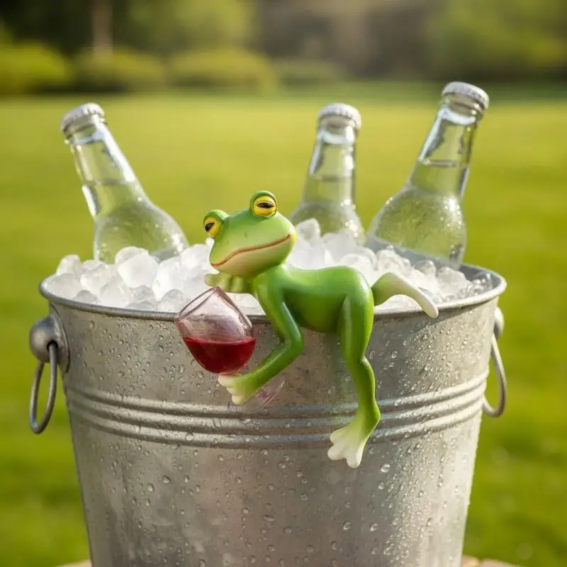 Hanging Flower Pot Edge Frog Decorative Ornaments Resin Mini Craft Glass Fish Tank Pendant Desktop Figurines
