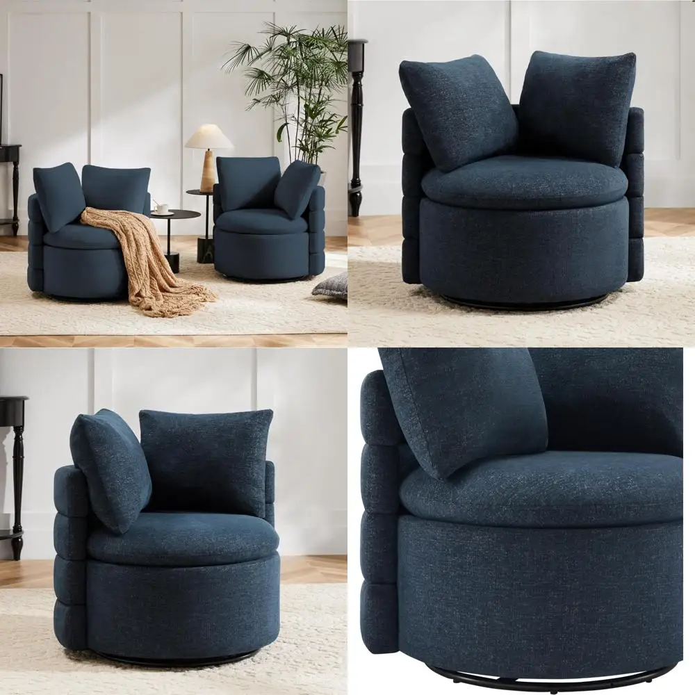 Modern Upholstered Swivel Chair in Performance Fabric for Bedroom, Nursery, Reading Nook, Waiting Area, and Living Spaces