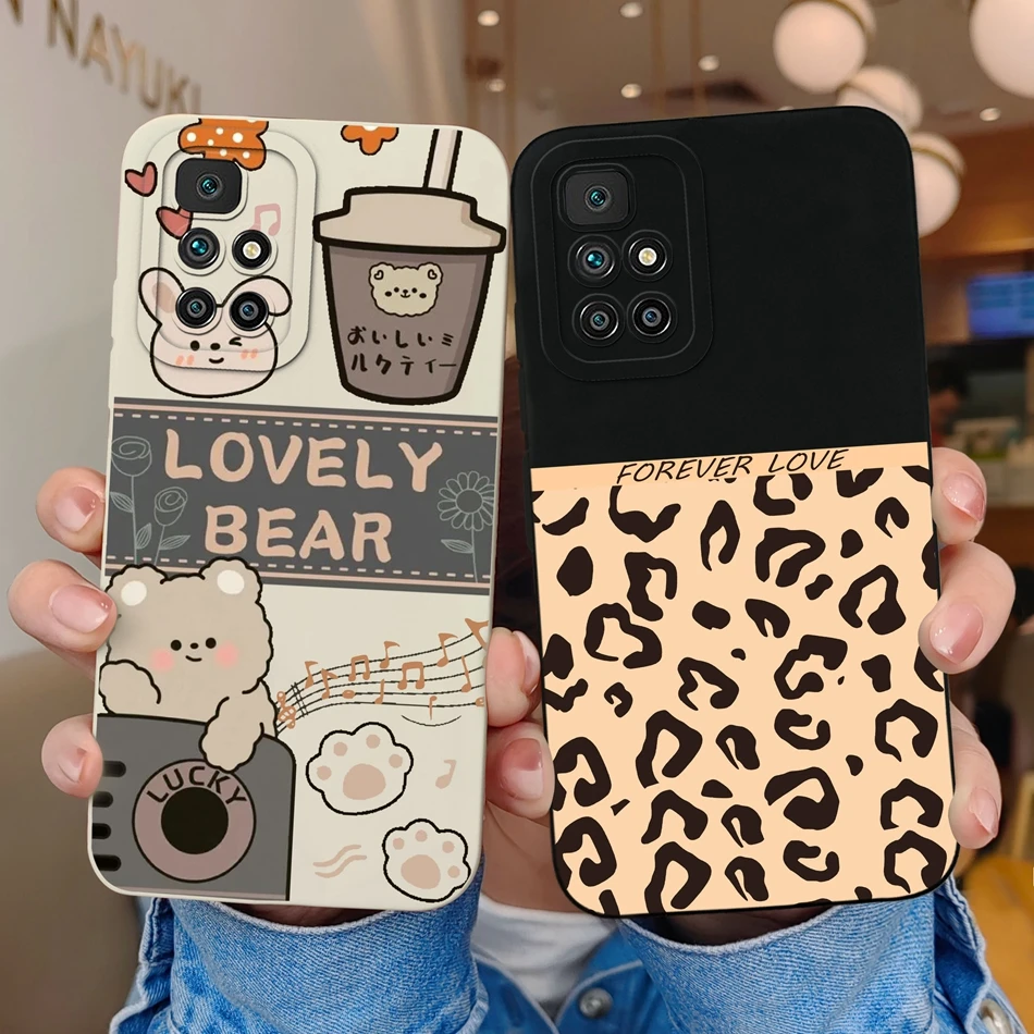 Phone Case For Xiaomi Redmi 10 Power Lovely Bear Liquid Silicone Upgrade Full Protection Shockproof Cover For Redmi10 4G 5G Capa