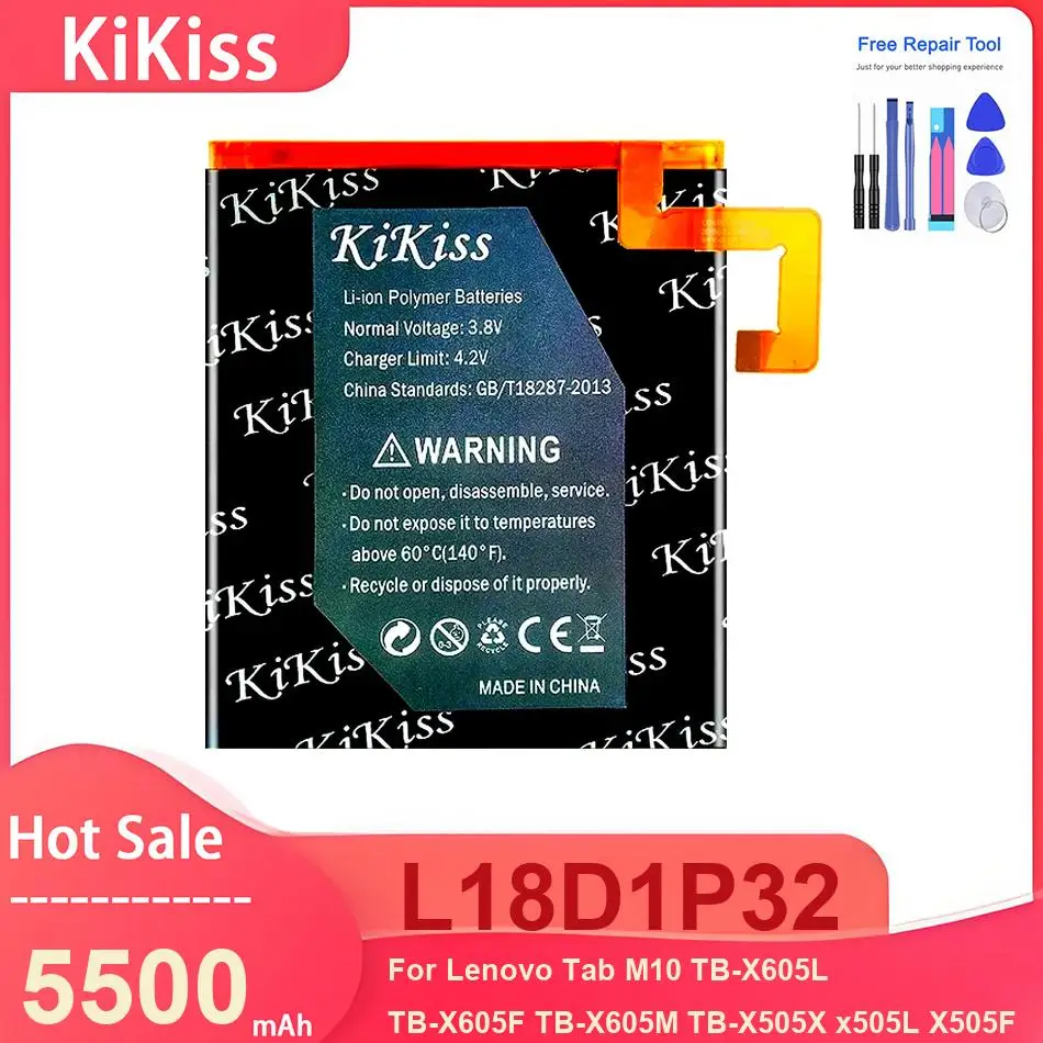 

KiKiss Tablet Battery For Lenovo Tab M10 TB-X605L TB-X605F TB-X605M TB-X505X Tablet x505L X505F ,L18D1P32 5500mAh Batteries