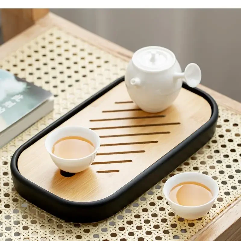 Dry Bubble Tray Small Mini Tea Set Tea Tray Home Japanese Minimalist Tea Tray Balcony Rectangular Water Storage Small Tea Table