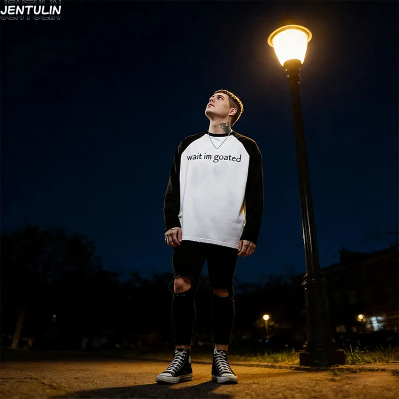 Y2K Cotton Black T-shirt Wait I'm Goated Grunge Punk Streetwear High Street Unique Casual Short Sleeve Tee for Men Vintage Style