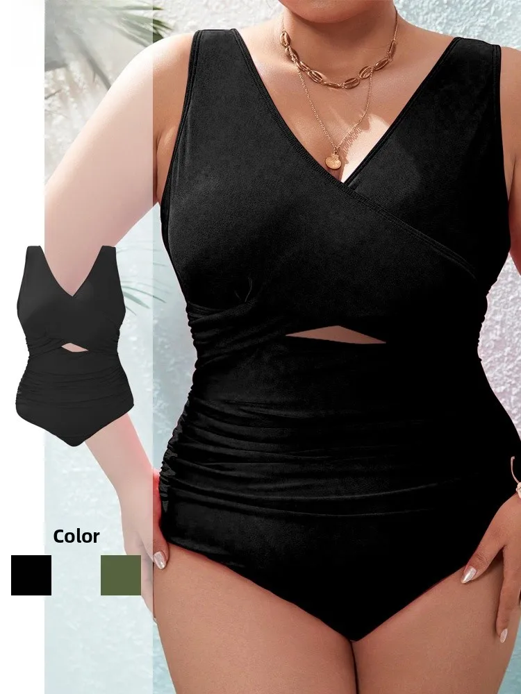 

Сексуальный слитный купальник с V-образным вырезом для женщин, термокупальник для термальных источников, скрывающий живот, утягивающий, летний, для отдыха, с фиксированными вкладышами для груди