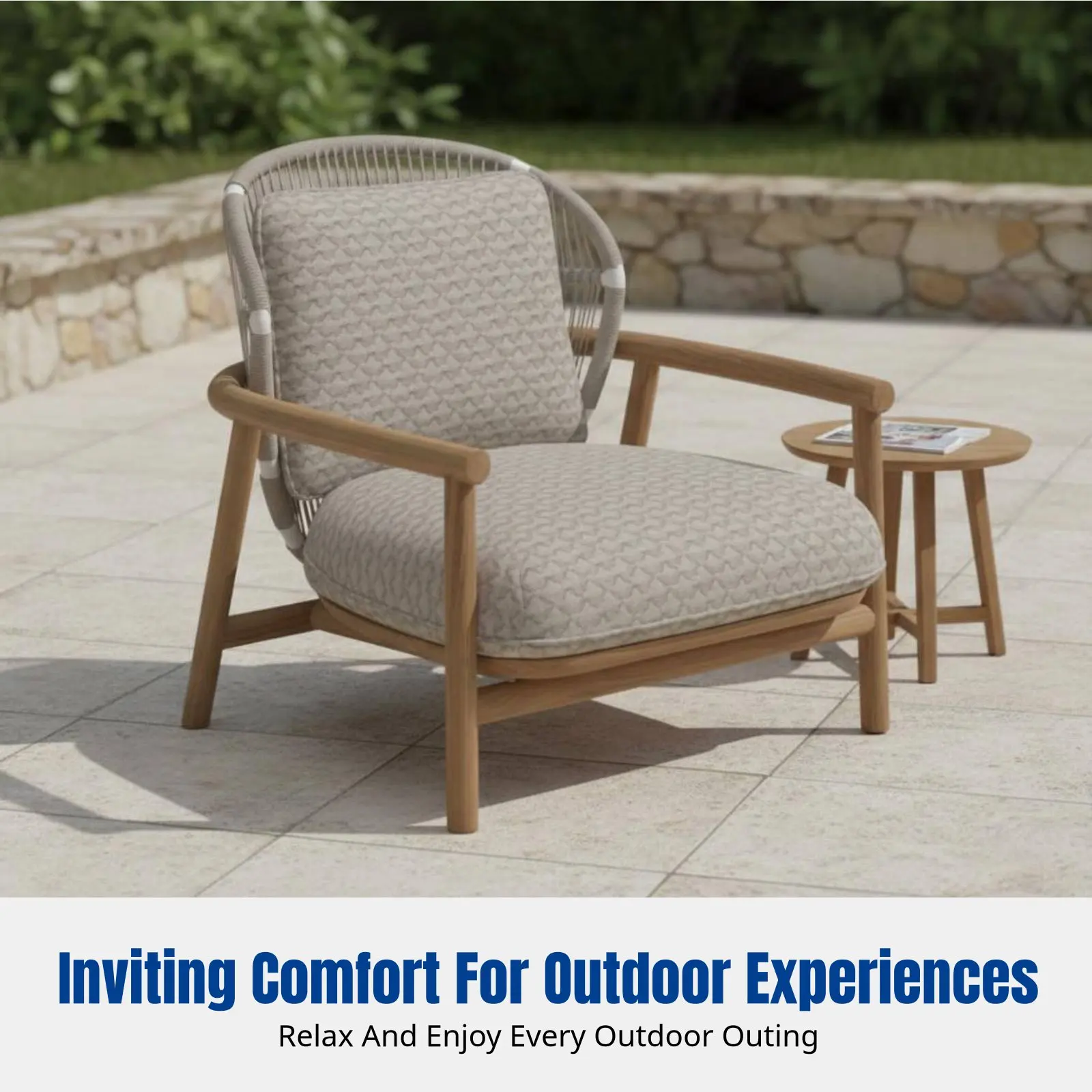 

Outdoor Designer Sofa, Solid Wood Frame, PE Rattan Chair, Waterproof Sun-Resistant, Minimalist Style