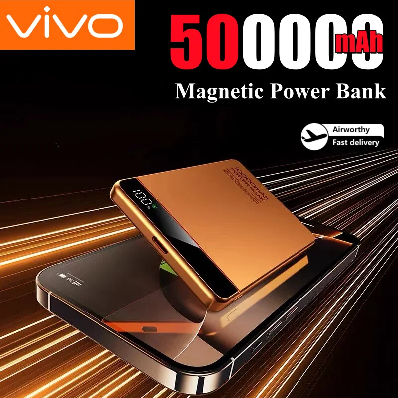VIVO 500000mAh Thin Power Bank Magnetic Wireless Fast Charging Large Capacity Digital Display External Battery for Magsafe