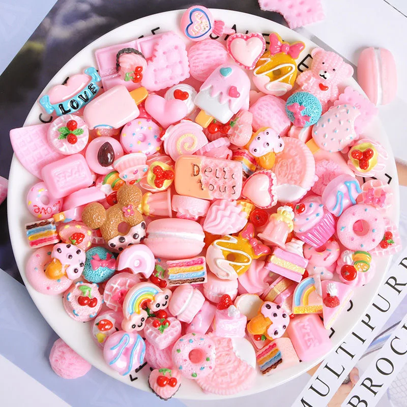 20/50 Pcs Resin Candy Jewelry Craft DIY Material Flatback Ornament Embellishment Handmade Supply Hairpin Donut Ice Cream