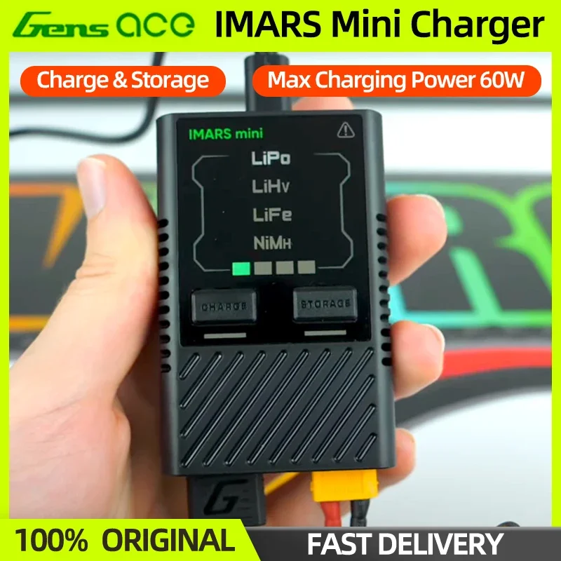 

Gens Ace IMARS Mini Balance Charger Smart Charging Storage G-TECH 2-4S Lipo Battery For RC FPV Lipo LiFe LiHv NiMH QC/PD/Type-C