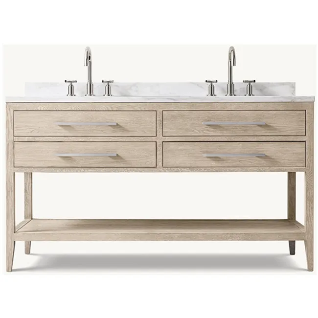 

For Luxury Hotel Handcrafted Furniture Double Washstand Drawers Solid Wood Modern Bathroom Vanity