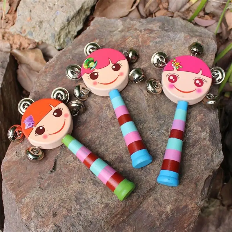 M89C 6pcs Baby Rammelaar Cartoon -thema Handbell Drum speelgoed voor auditieve ontwikkeling kinderen