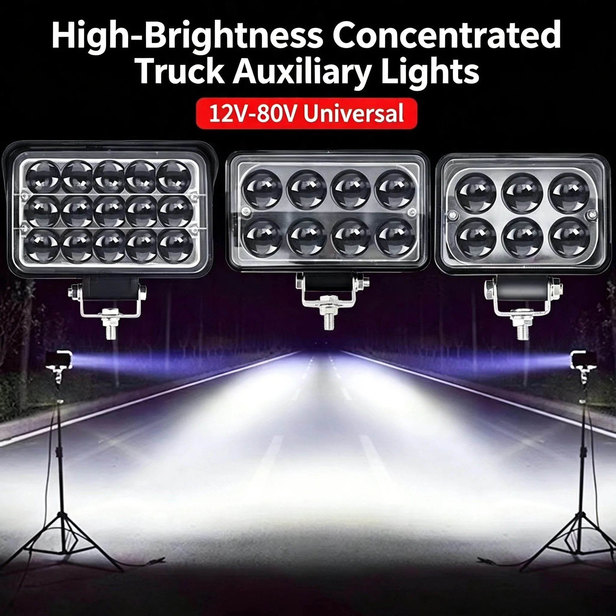 6 / 8 / 15 LED Lens Work Light Spot Beam Offroad Driving Lamp 12‑24V For Off‑Road Truck SUV ATV Boat Vehicle Auxiliary Headlight