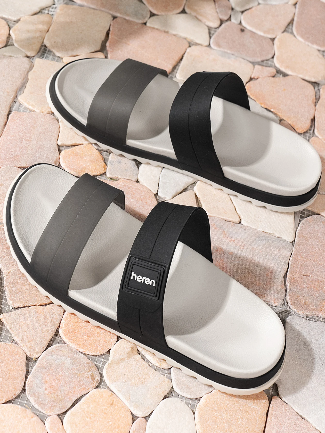 Herren-Jugend-Mules Neue Sommer-Retro-Freizeitschuhe zum Hineinschlüpfen, EVA-Einteilige Doppelriemen-Halb-Slipper mit Verstellbarer Schnalle für Zuhause und Outdoor-Nutzung – Detail 4