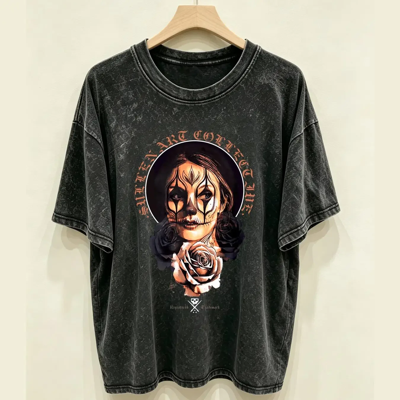 washed T Shirt Sullen Men's CRY LATER Tattoos Urban Design Skull Premium Quality long or short sleeves vintage Washed fashion