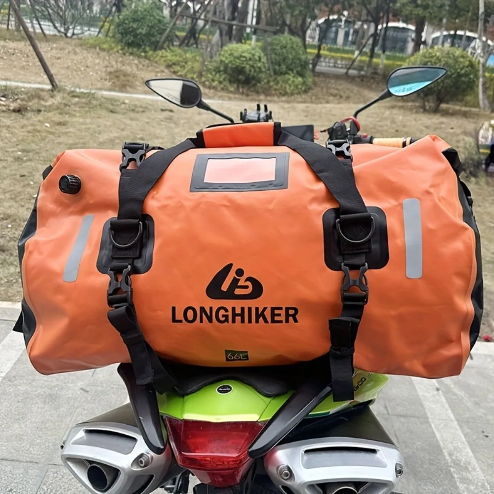 48L 66L Universal Motorcycle Waterproof Tail Bags Helmet Durable Rear Moto Seat Bag High Capacity Riding Motocross Outdoor Bag
