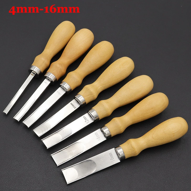 4mm-16mm Practical Leather Craft Edge Beveler Skiving Beveling Knife DIY Cutting Trimming Hand Craft Tool with Wood Handle