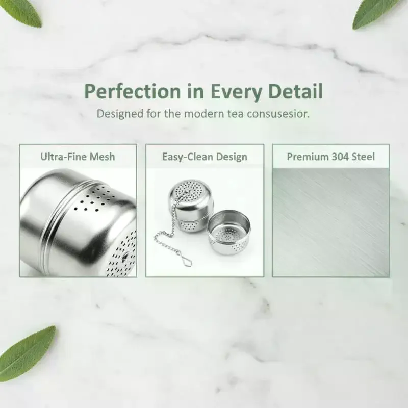Tea Infuser Tea Filter Cylindrical Shape Fine Mesh Tea Infusers For Loose Tea Retractable Chain Design Tea Strainers For Loose