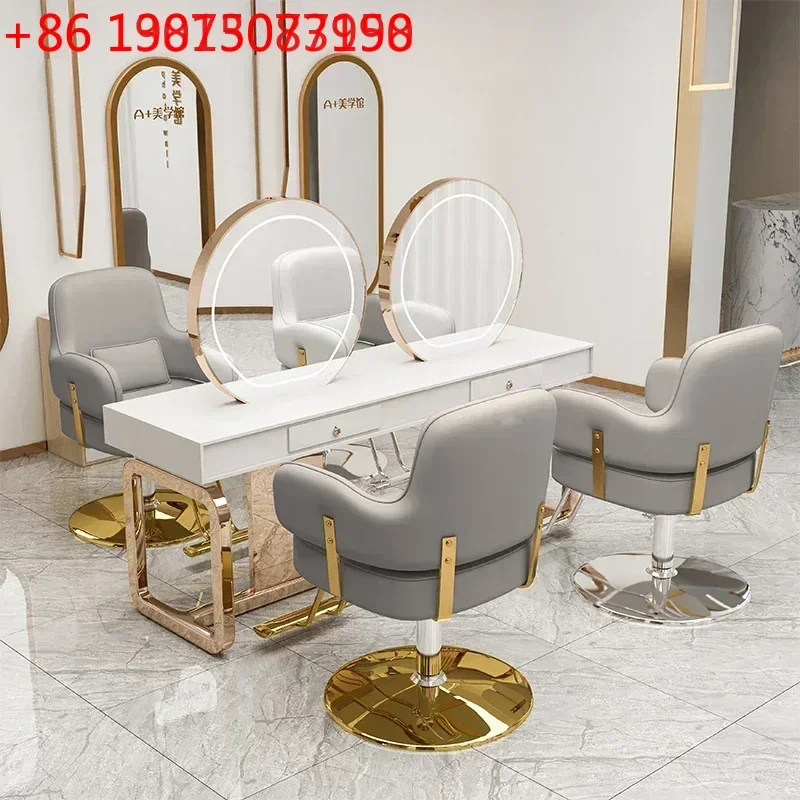 Luxury Makeup Chair Gold Salon Reclining Hairdresser Professional Barber Armchairs Multifunctional Beauty Chairs Nail Machines