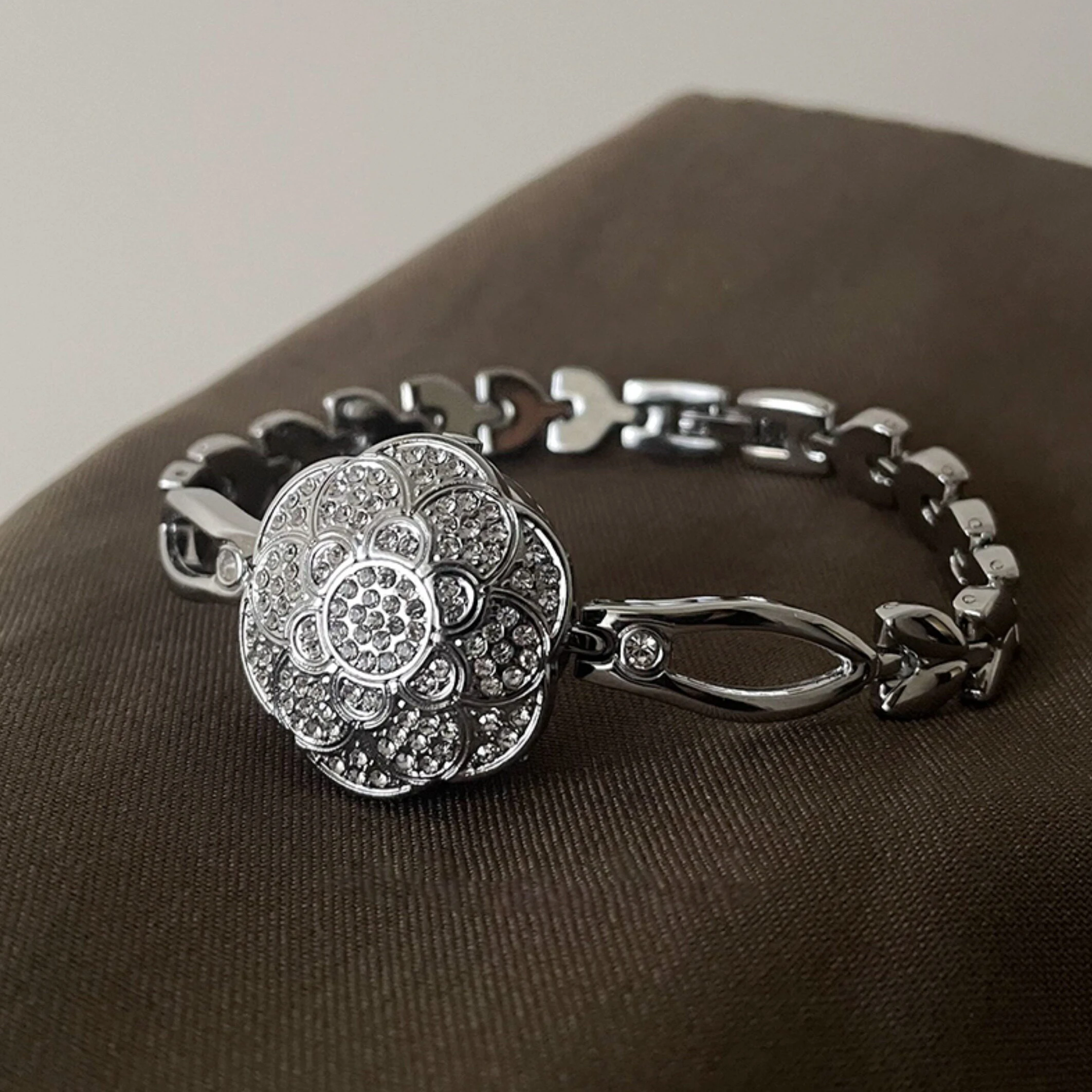 Fashion Personality Temperament Flip up rose shaped bracelet  watch For women girl Bracelet watch  Jewelry accessories