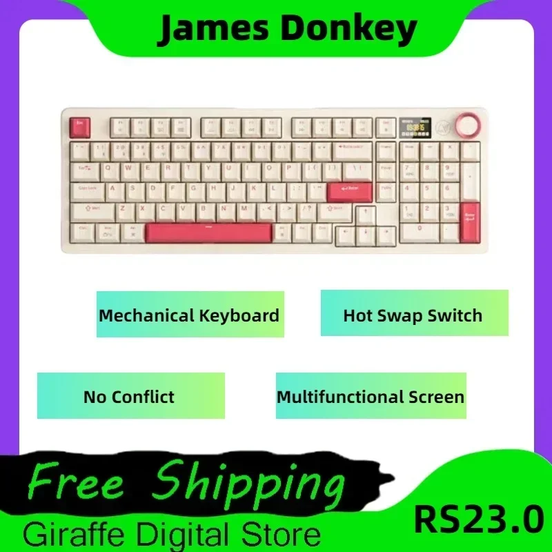 James Donkey RS23.0 Three-mode Wireless Mechanical Keyboard Gasket Structure Bluetooth Hot-swappable Customized Kit