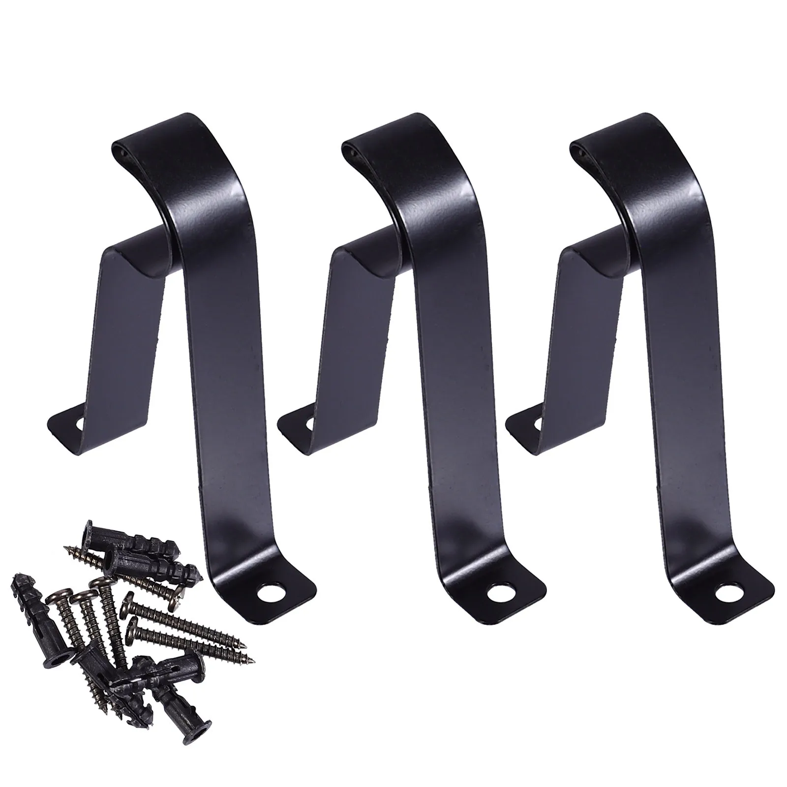 

3Pcs Curtain Rod Brackets R-Type Corrosion Resistant Support for Drapery Rod Valance Pole Accessories Window Dressing Hardwares
