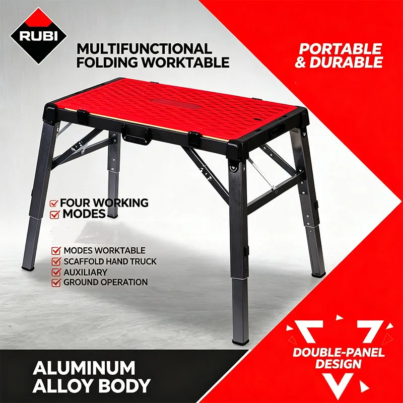RUBI 4-in-1 Adjustable Workbench Multifunctional Folding Tile Cutting Table with Wheels Rubi Spain Brand Folding Workbench