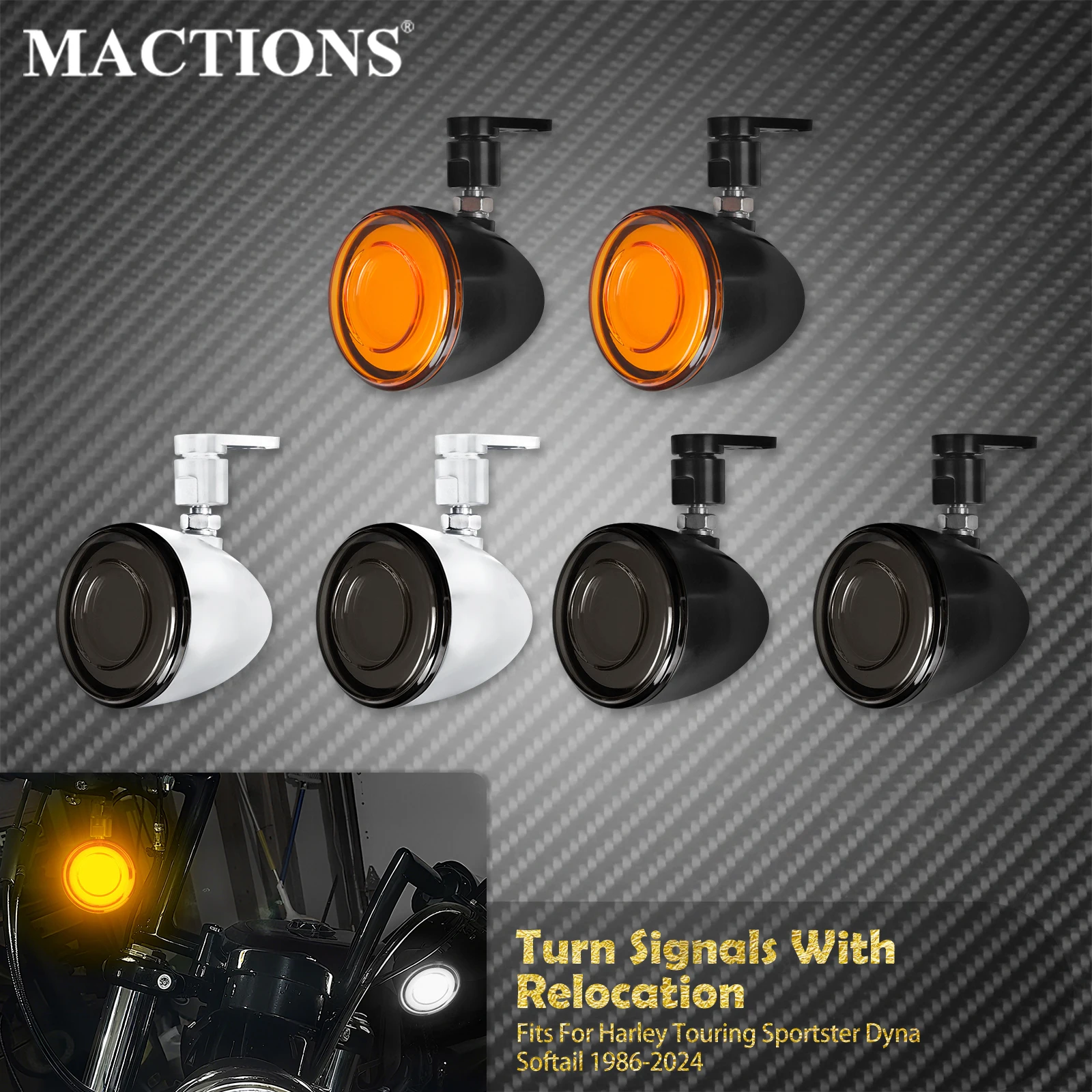 Motorcycle LED Bullet Turn Signals Light With Relocation Kit Front Running Lamp For Harley Touring Softail Dyna Sportster 86-24