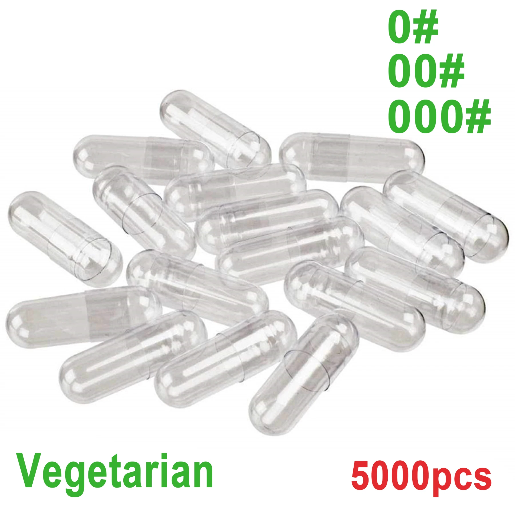 5000PCS Size 000,00,0 HPMC Vegetarian Empty Capsule Halal,Koshore,GMP Standard Capsule Joined Separated Transparent Capsules