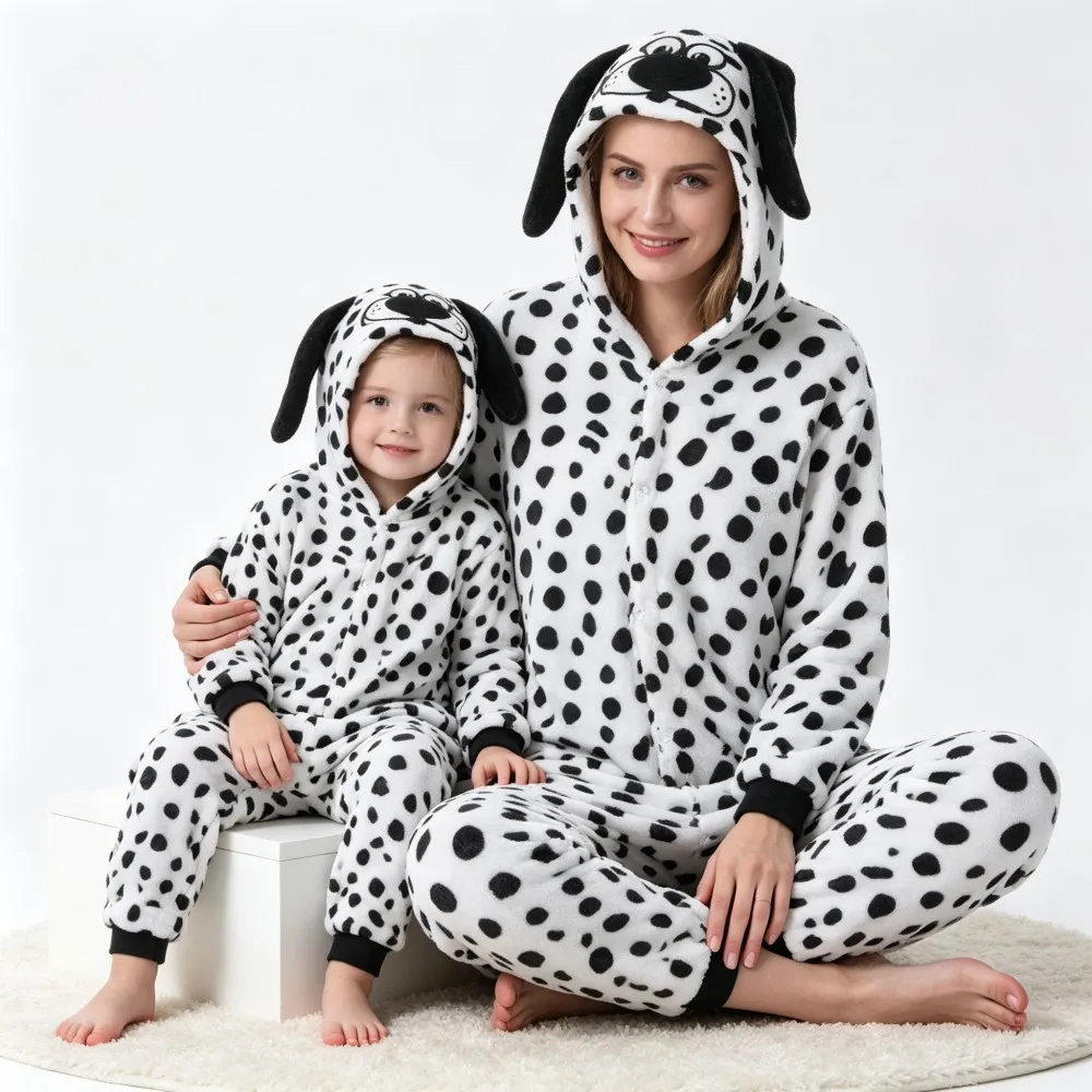 One Piece Hooded Jumpsuits Animal Kigurumi Pajamas Winter Warm Flannel Pyjama Teenager Boys Girls Halloween Cosplay Costumes