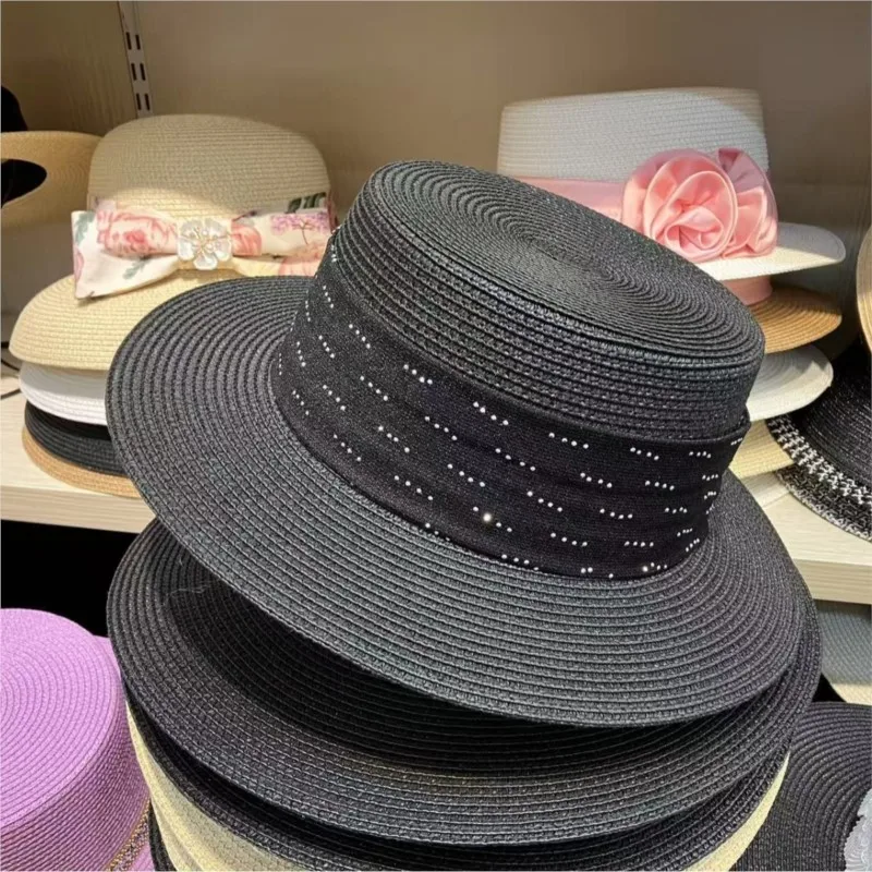 Large brim pleated silk satin water woven fisherman hat women's vacation sunshade