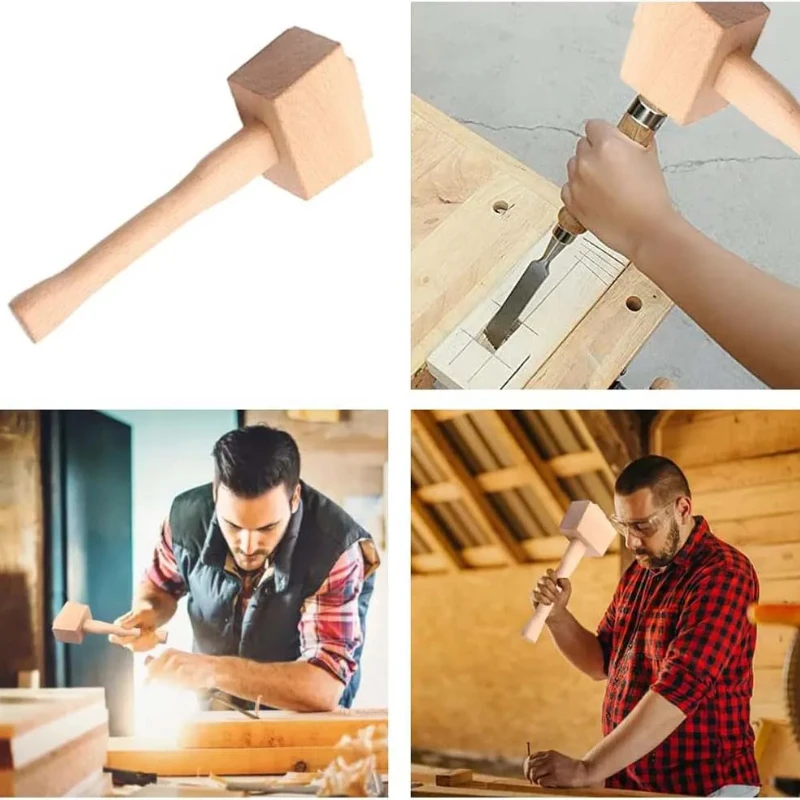 Beech Solid Wood Mallet Hand Tool DIY Leather Craft Wooden Hammer Durable Portable Mallet Professional Wood Hammer Malle