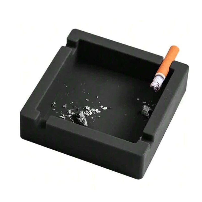 Modern Square Silicone Ashtray Reusable 4 Slot Outdoor Silic