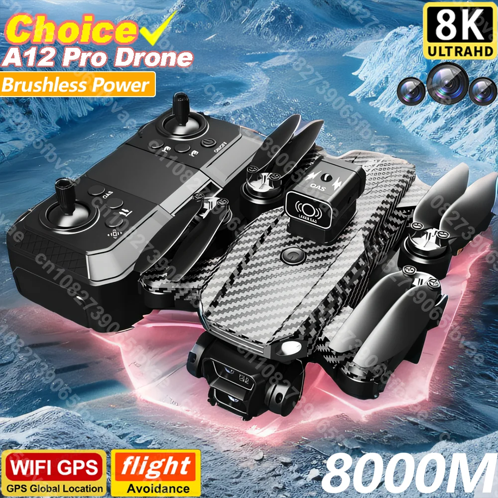

Квадрокоптер A12 Pro с HD-Камерой 8K, складной, с ЖК-экраном, 8000 м