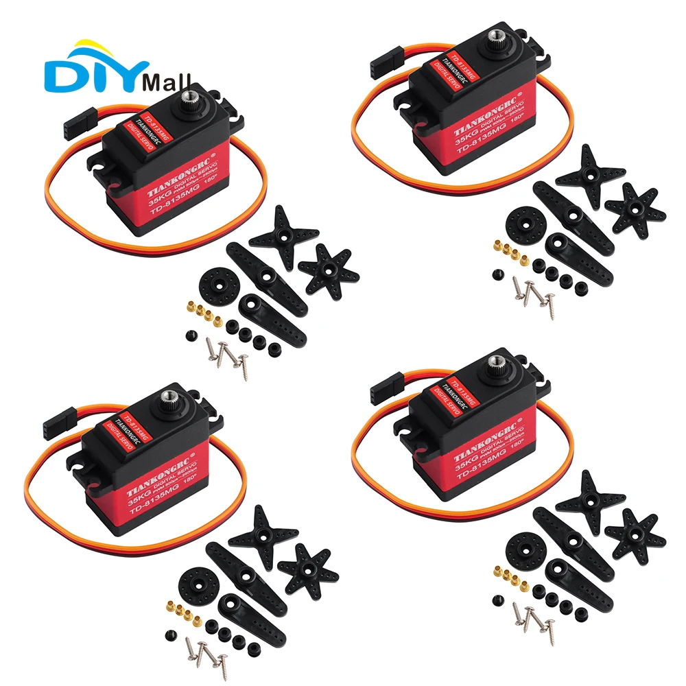 

4PCS 35KG High Voltage Waterproof Digital Servo for RC Car 180/270/360 Degree Continuous Rotation - Precision Control for Enthus