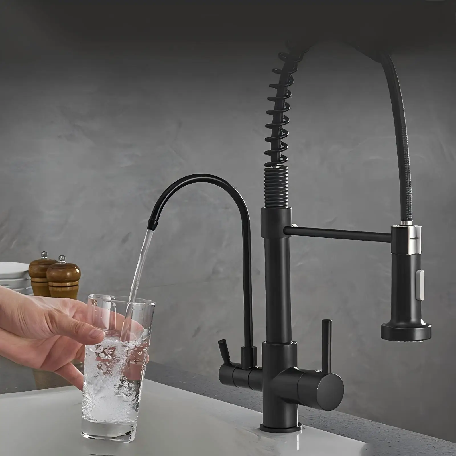 YL-2002 Dual Handle Kitchen Brass Water Purifier Faucet Stainless Steel Kitchen Metered Mixer Tap