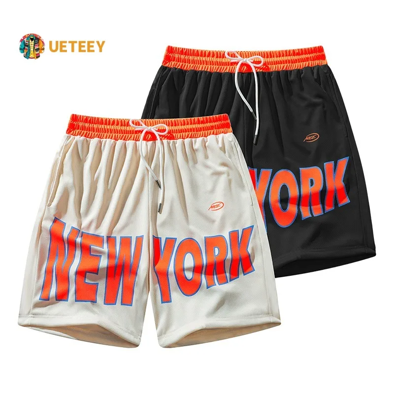 

Summer American Training Basketball Shorts Men Printed Letters Breathable Quick Drying Short Pants Man Running Sports Shorts