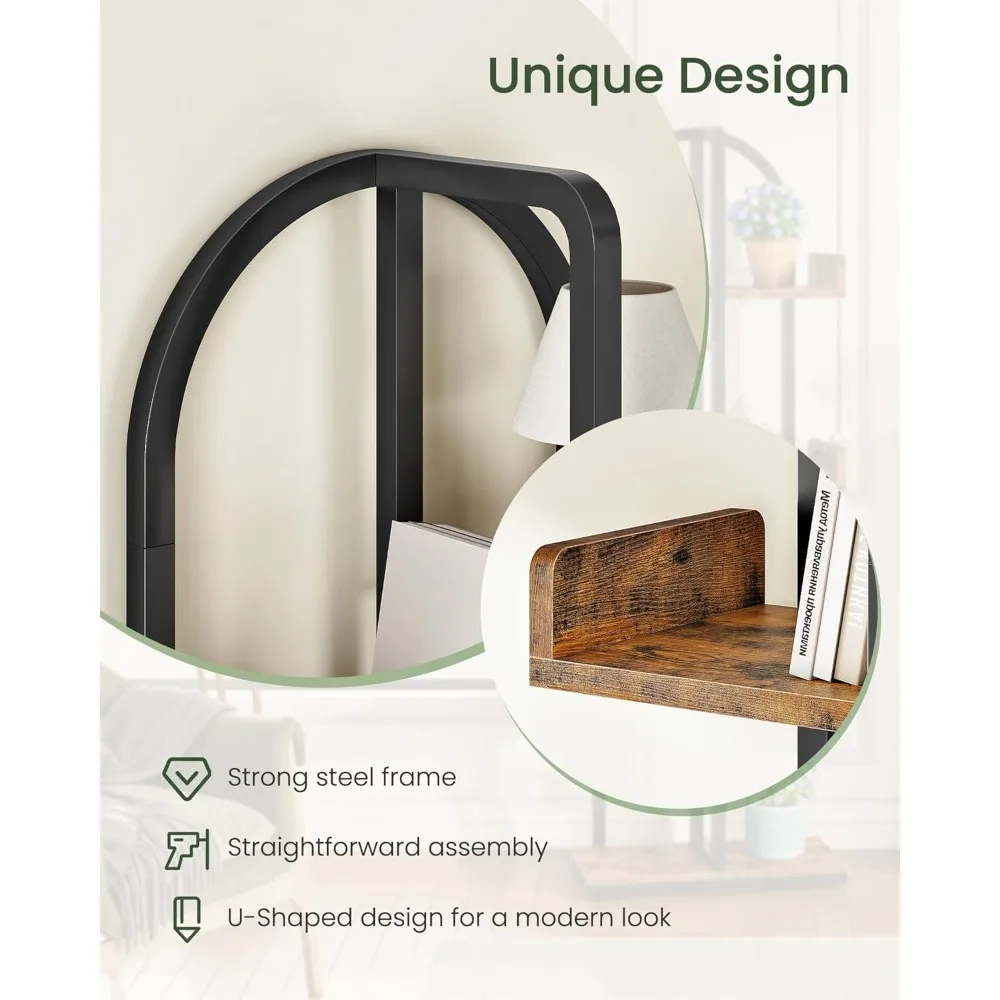 رف كتب منحني مكون من 6 طبقات مع أمان مضاد للطرف، وأقدام قابلة للتعديل، وأرفف متداخلة لغرفة المعيشة المنزلية، وحلول تخزين غرفة النوم