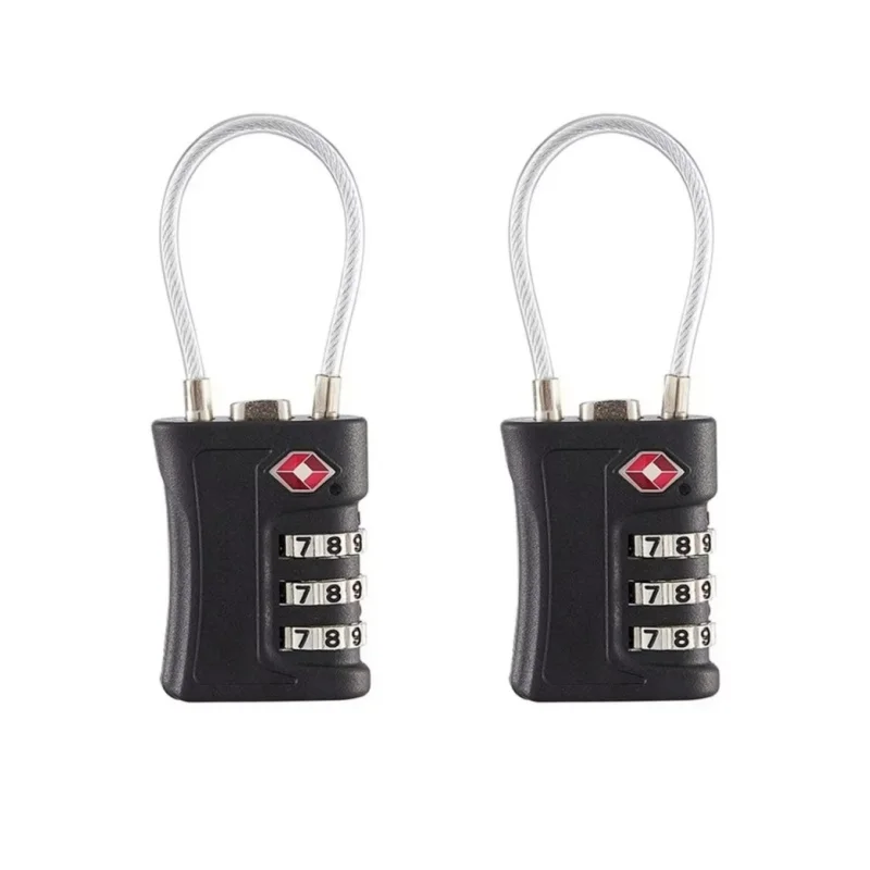 

2 Pcs TSA Customs Code Lock for Travel Luggage Password Changeable black Lock Contrast Design Padlock 3 Digit Combination Lock
