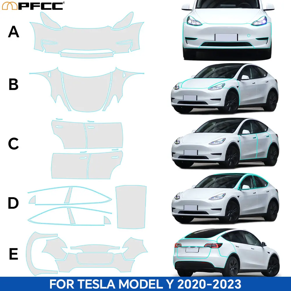 

For Tesla Model Y 2023 Pre-Cut Paint Protection Film Invisible Car Paint Protection Film Clear Kit Anti-Scratch Car Accessorie