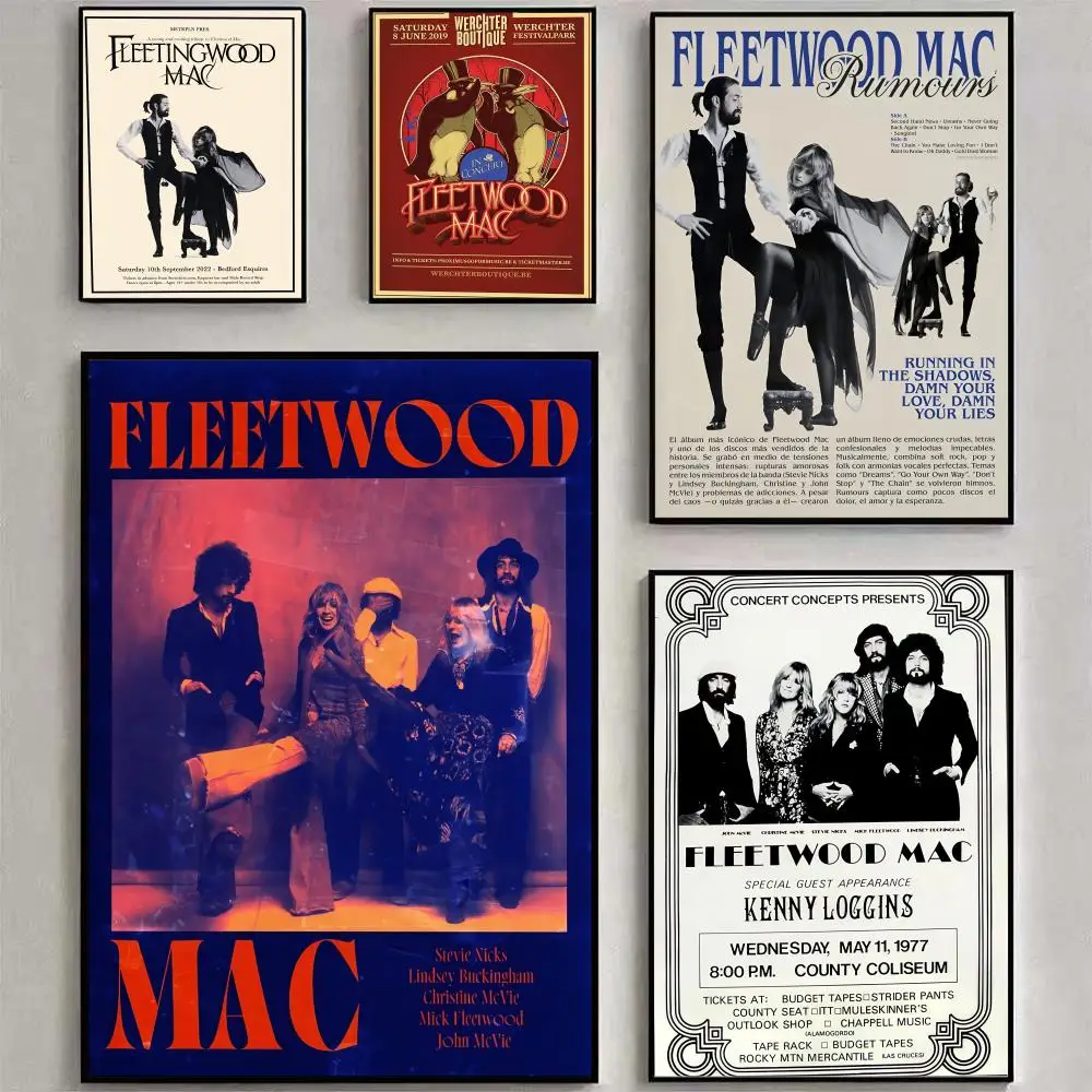 

Band F-fleetwood Mac Poster Posters Fancy Wallart Sticker for Living Room Bar Aesthetic Painting Decoration Room Wall Decor